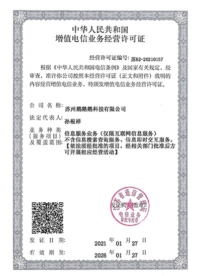 蘇州鵝鵝鵝科技軟著